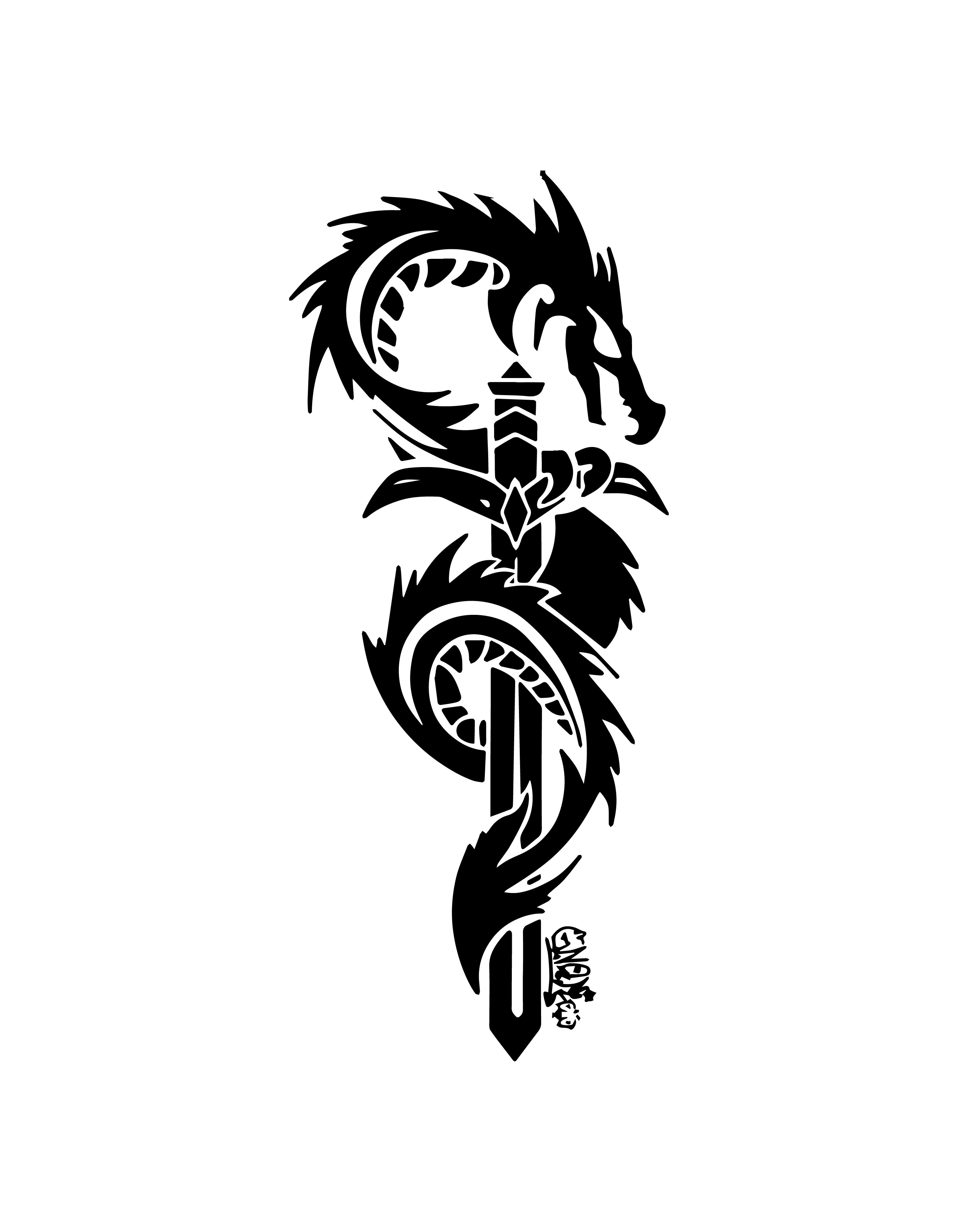Dragon Sword semi-permanent tattoo – warrior waterproof temporary tattoo by Inkmafia