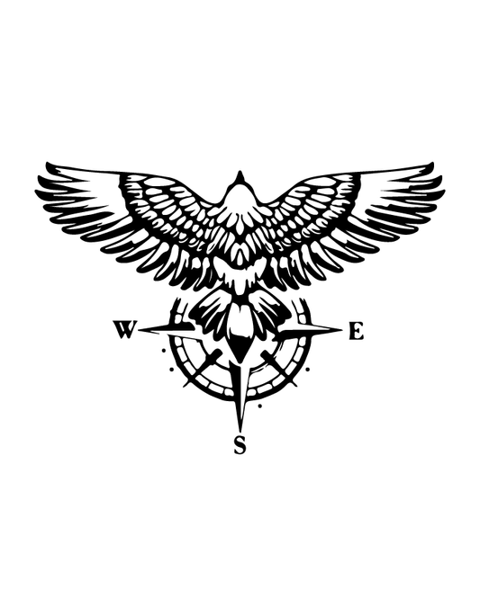 Eagle’s Compass semi-permanent tattoo – waterproof directional bird tattoo by Inkmafia