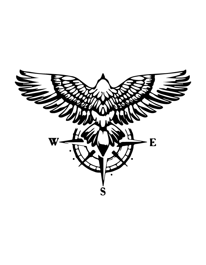 Eagle’s Compass semi-permanent tattoo – waterproof directional bird tattoo by Inkmafia