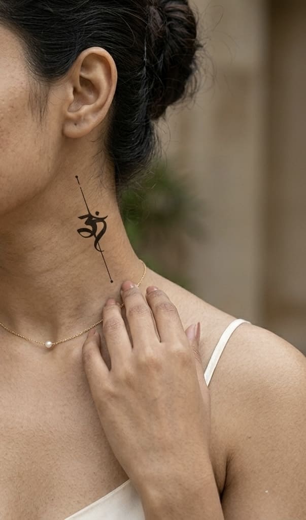 Sacred Om Line Tattoo