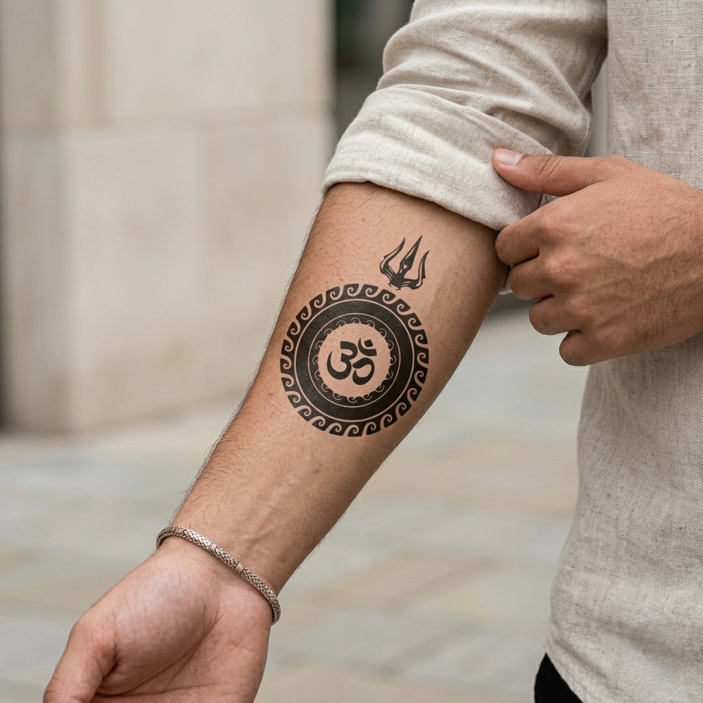 Om Trishul Mandala Tattoo